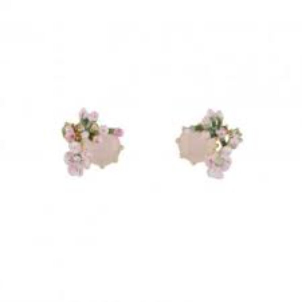 Les Nereides Cherry Blossom And Faceted Glass Stud Earrings
